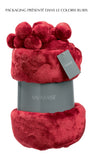 plaid tender pompons rubino, colore rubino, taglia 130 x 170. mantiene il letto caldo nelle notti più fredde