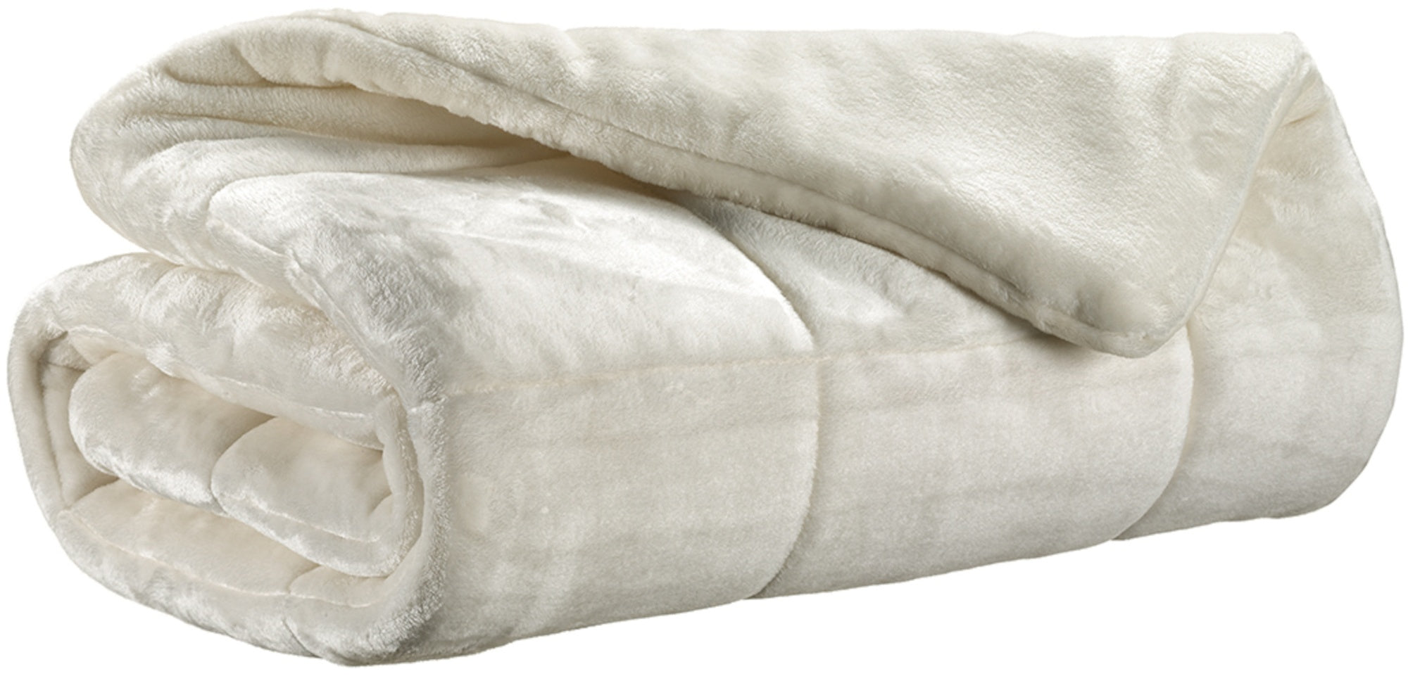 plaid betender neve, colore neve, taglia 130 x 180. vista frontale della coperta piegata su sfondo bianco