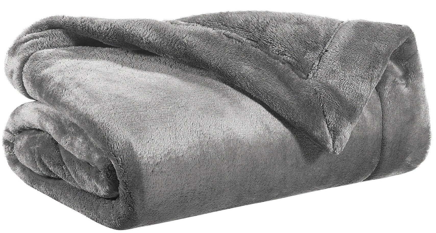 plaid tender grigio, colore grigio, taglia 150 x 200. vista frontale della coperta piegata su sfondo bianco