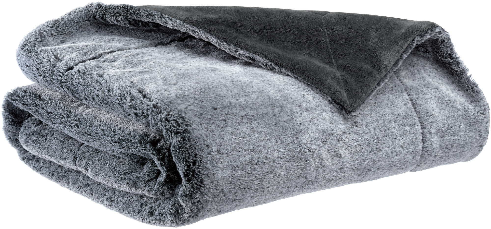 plaid kinta tonnerre, colore tonnerre, taglia 130 x 160. vista frontale della coperta piegata su sfondo bianco