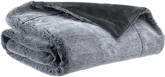 plaid kinta tonnerre, colore tonnerre, taglia 130 x 160. vista frontale della coperta piegata su sfondo bianco