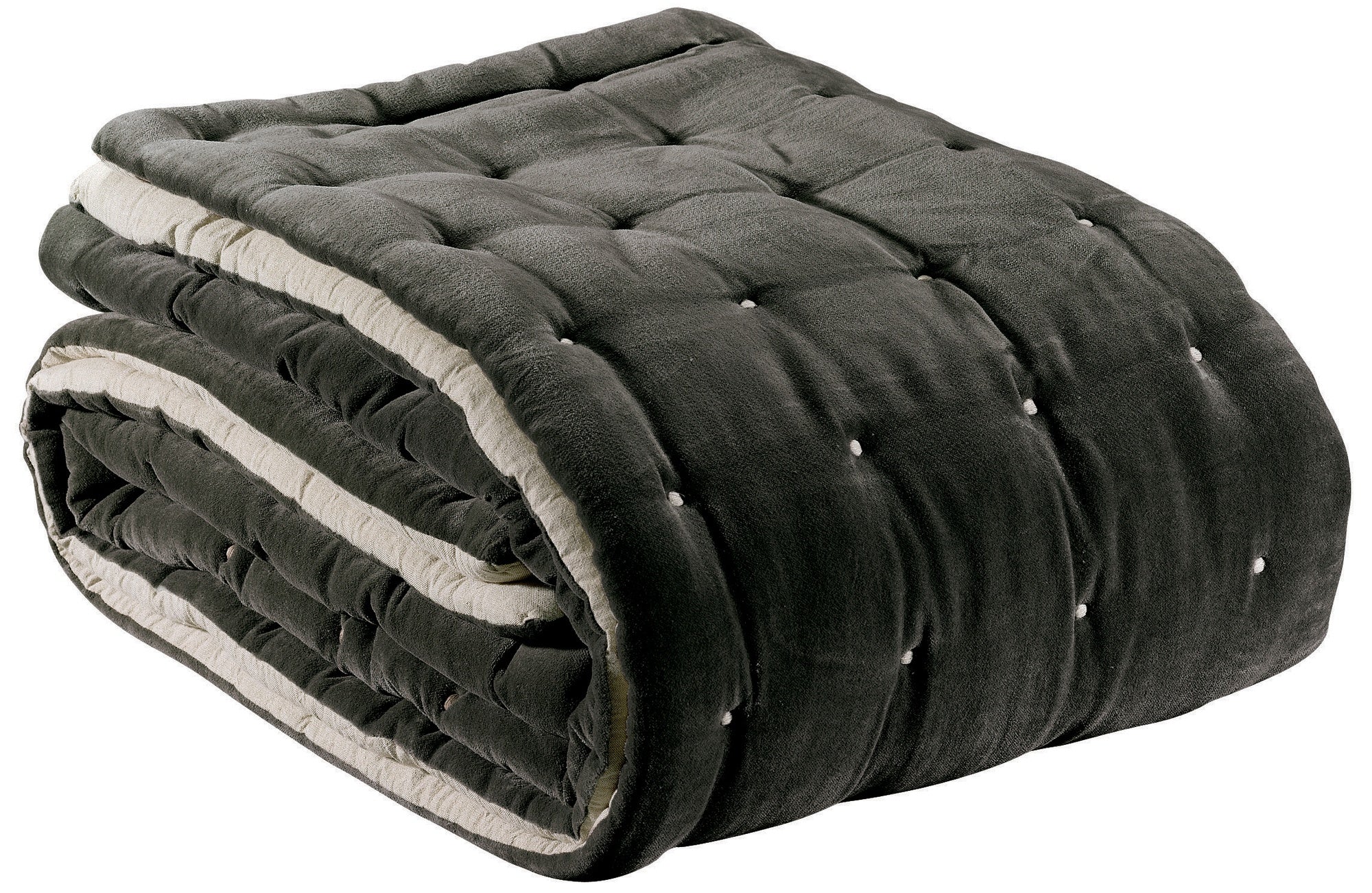 plaid elise tonnerre, colore tonnerre, taglia 240 x 260. vista frontale della coperta piegata su sfondo bianco