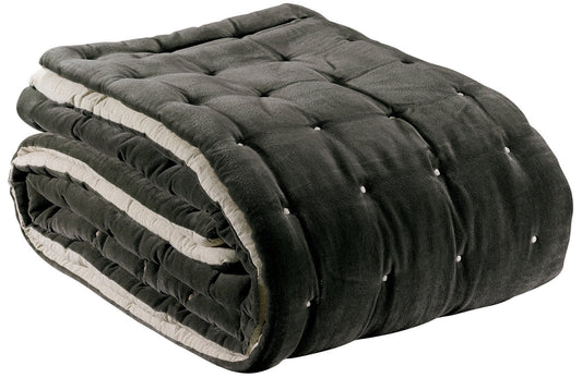 plaid elise tonnerre, colore tonnerre, taglia 240 x 260. vista frontale della coperta piegata su sfondo bianco