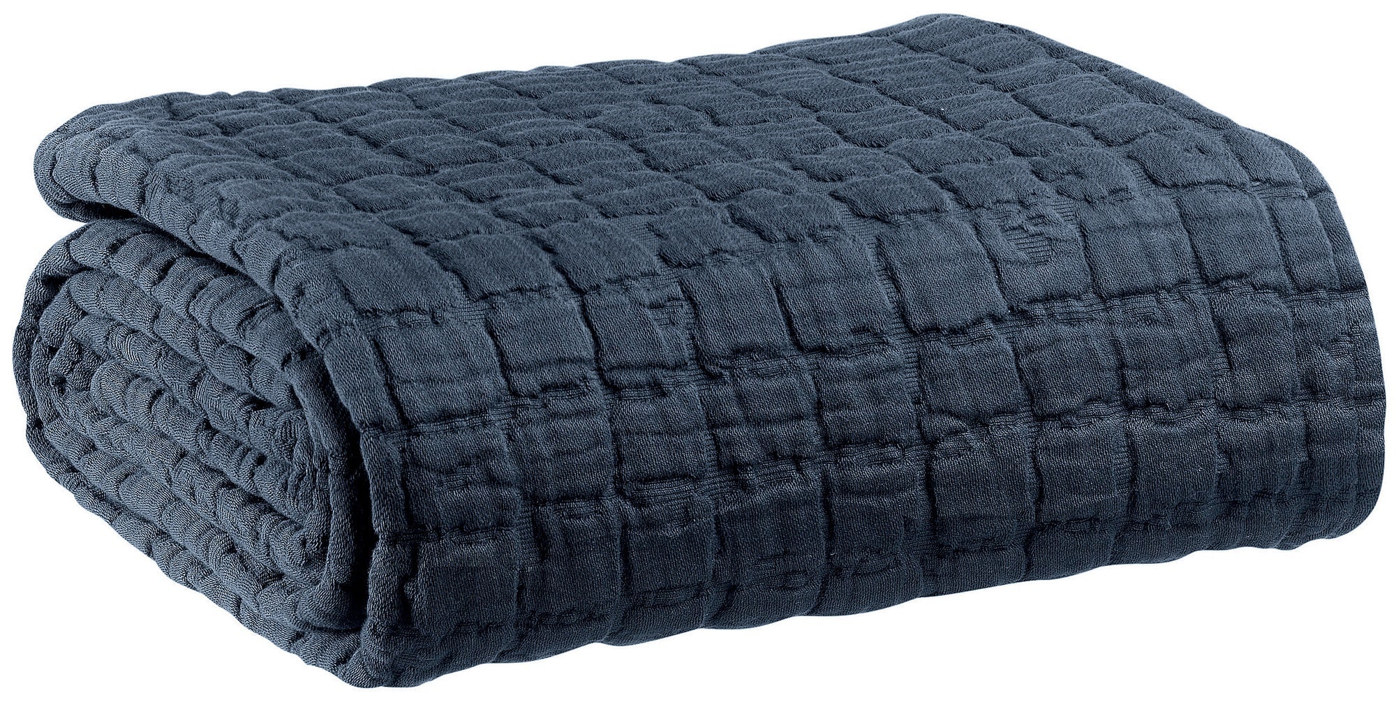 coperta swami marina militare, colore marina militare, taglia 240 x 260. vista frontale della coperta piegata su sfondo...