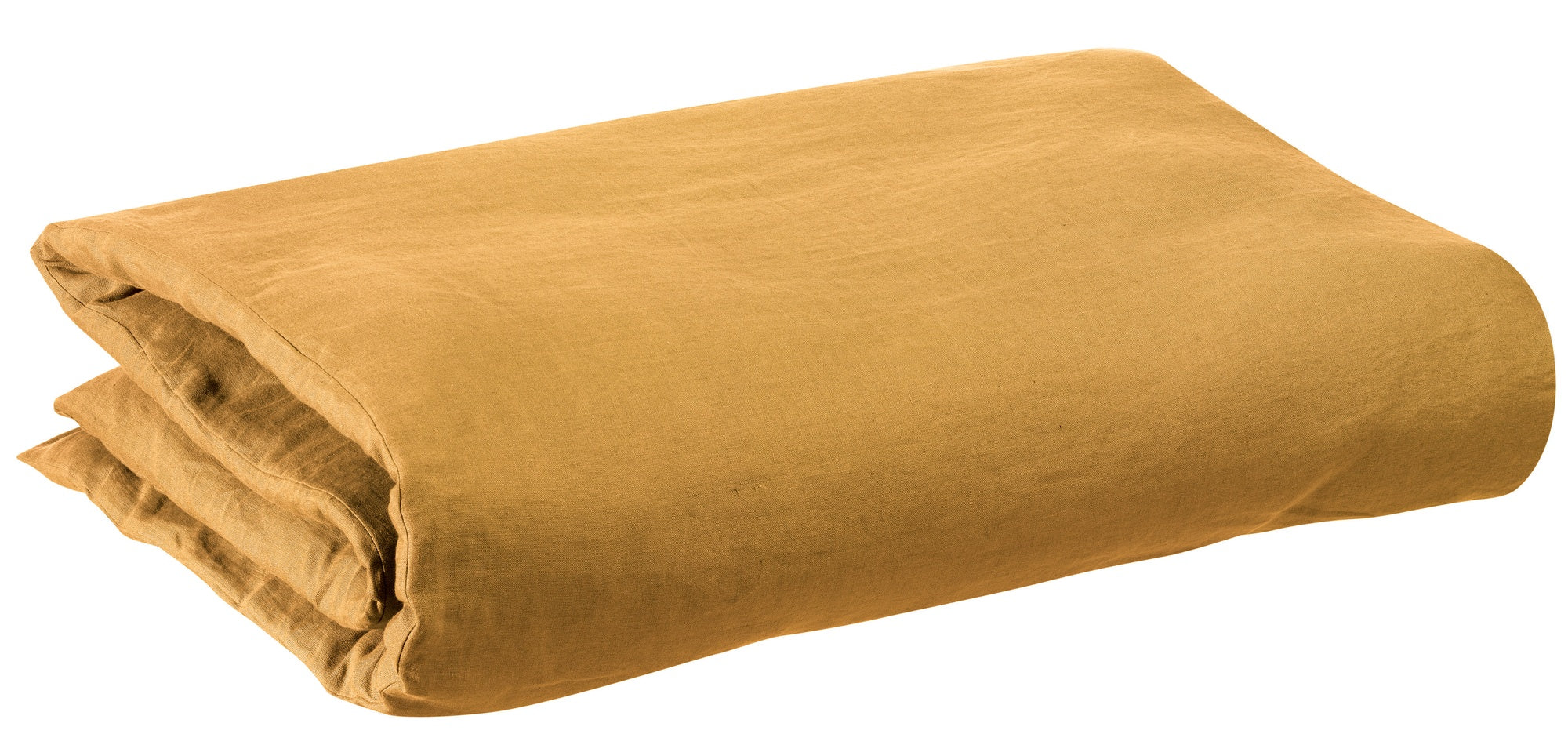 copripiumino zeff ocra, colore ocra, taglia 240 x 220. copripiumino piegato su sfondo neutro per una visione dettagliata