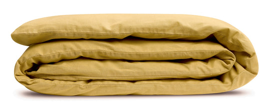 copri piumino calita gold, colore gold, taglia 85 x 200. copripiumino piegato su sfondo neutro per una visione dettagliata