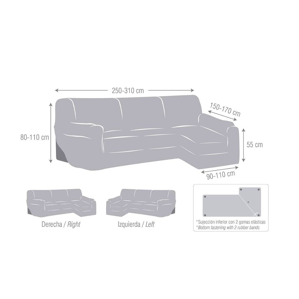 copridivano troya elastico penisola destra grigio bracciolo lungo 250/310, copridivano in ambiente domestico per protezione e stile