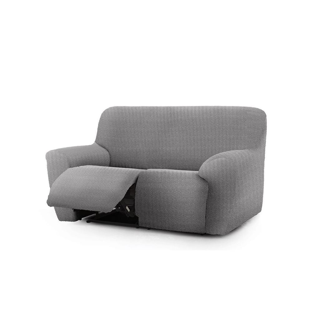 copridivano jaz recliner 2 posti grigio 150-200, copridivano installato, vista frontale su divano