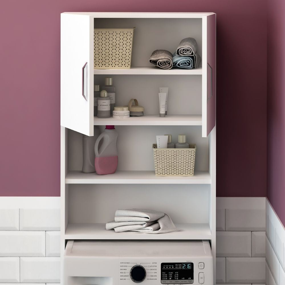 mobile coprilavatrice marsiglia con ante e ripiani bianco, protezione ideale contro polvere, umidità e graffi