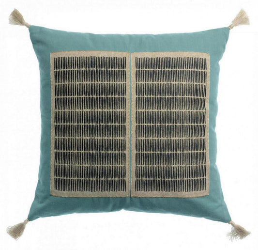 cuscino ricamato yael prussia, colore prussia, taglia 45 x 45. cuscino da interno elegante, perfetto per arredare soggiorno o camera da letto