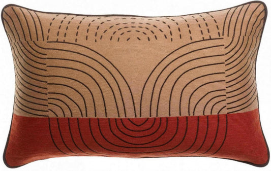 cuscino ricamato etna terra di siena, colore terra di siena, taglia 30 x 50. cuscino da interno elegante, perfetto per arredare soggiorno o camera da letto