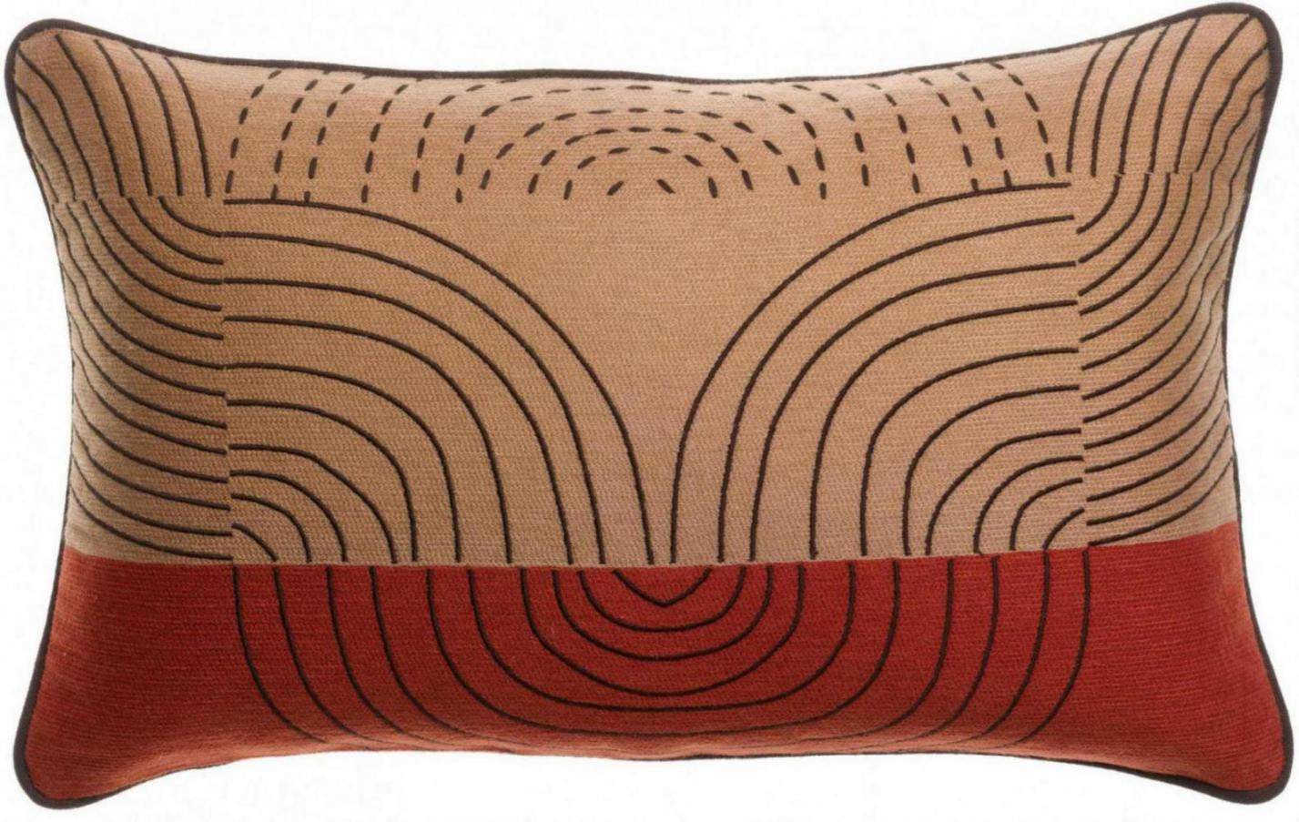 cuscino ricamato etna terra di siena, colore terra di siena, taglia 30 x 50. cuscino da interno elegante, perfetto per arredare soggiorno o camera da letto