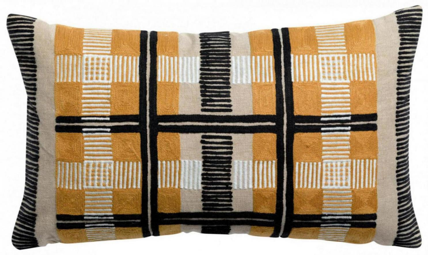 cuscino ricamato eden ocra, colore ocra, taglia 30 x 50. cuscino da interno elegante, perfetto per arredare soggiorno o camera da letto