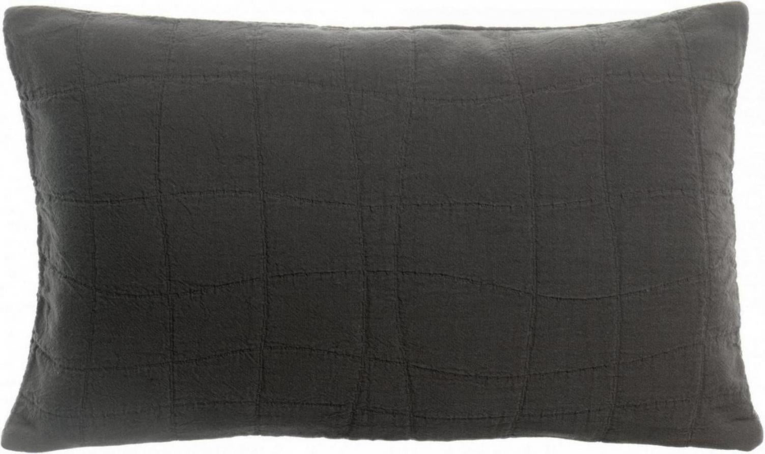 cuscino riciclato titou carbone, colore carbone, taglia 30 x 50. dettaglio tecnico della chiusura del cuscino