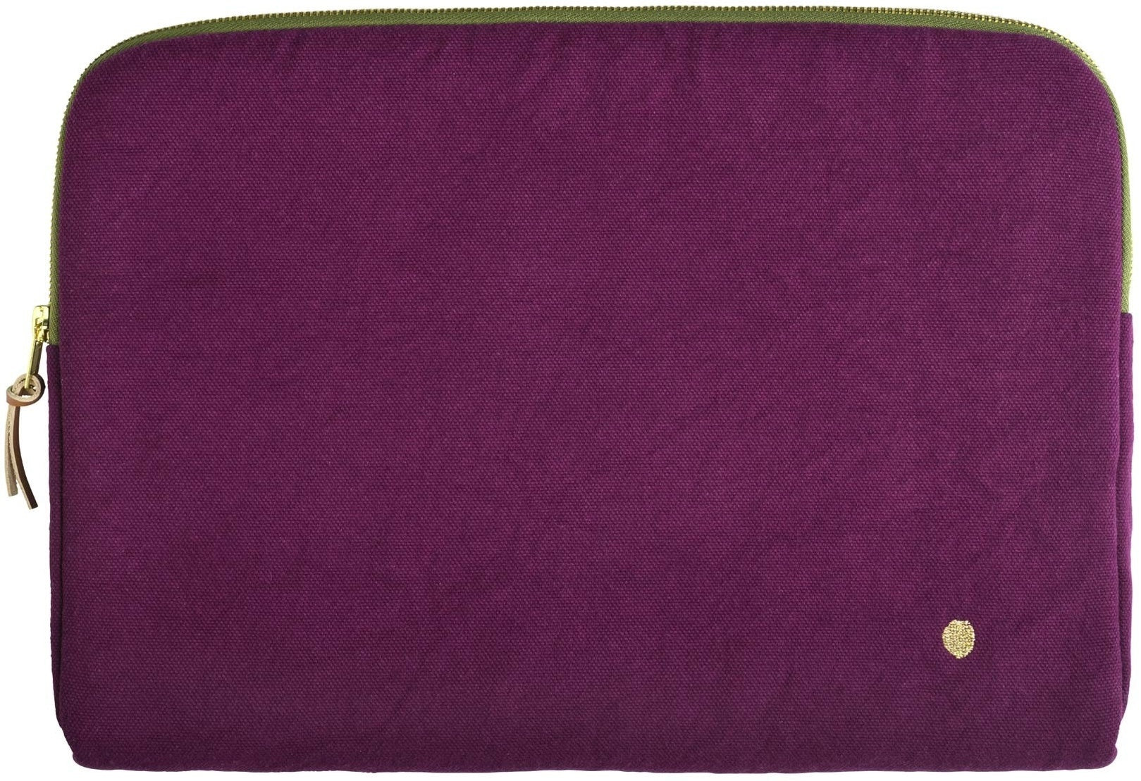 custodia per computer iona pioggia viola, colore pioggia viola, taglia 13-14"". vista frontale della custodia in tessuto eco su sfondo neutro