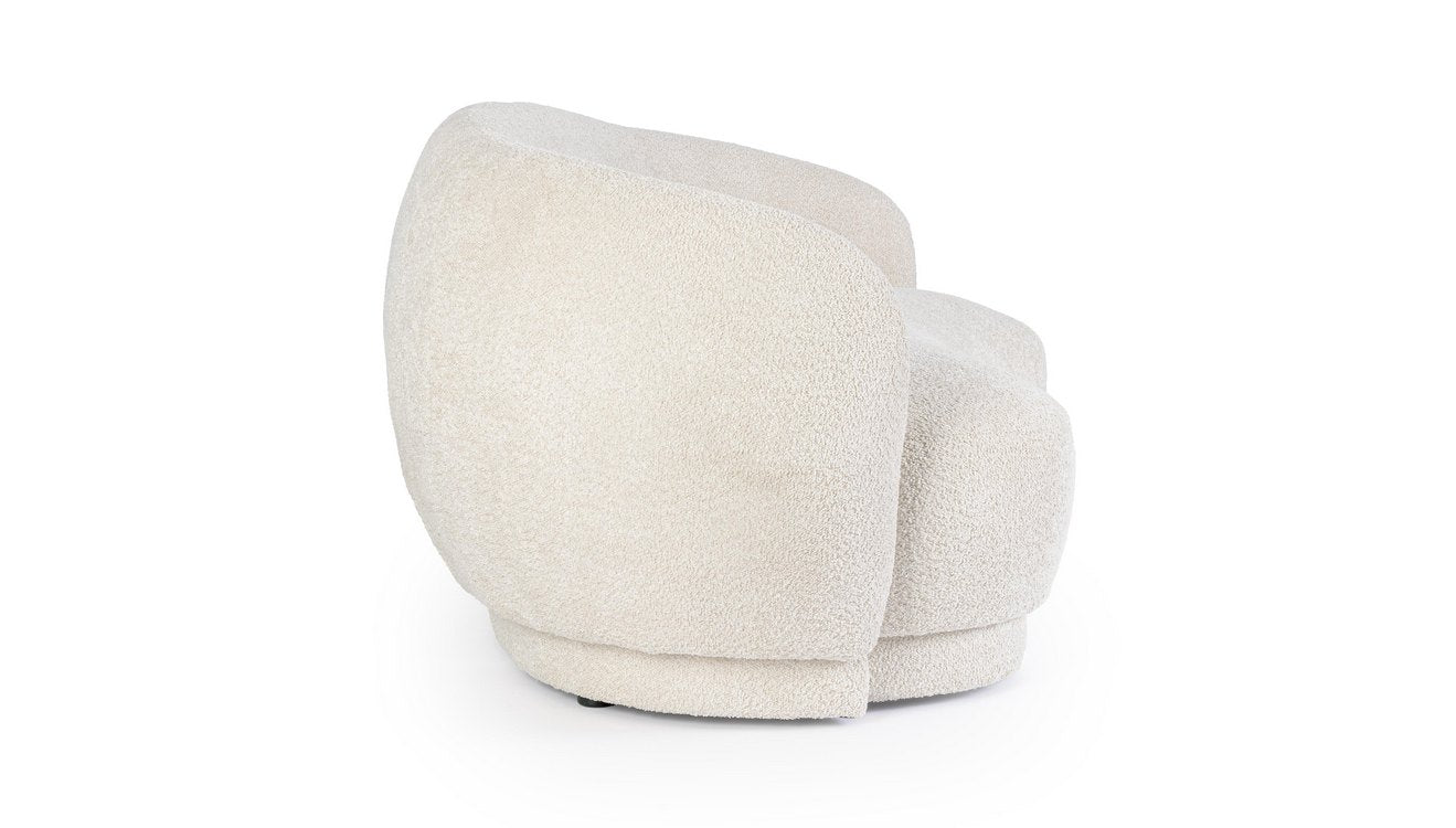 divano tecla in tessuto effetto bouclé naturale, particolare della finitura, tessuto o struttura