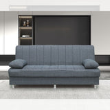 divano letto contenitore economix 3 posti colore grigio mina 11, divano visto frontalmente, ideale per soggiorni moderni e accoglienti