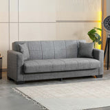 divano letto contenitore moon 3 posti in tessuto internobase 11 grigio, dettaglio della struttura e finitura del divano