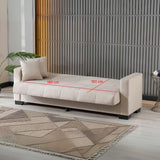 divano letto contenitore moon 3 posti in tessuto internobase 07 camel, ispirazione per soggiorni dallo stile contemporaneo