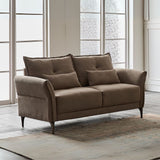 divano 2 posti nutmeg in tessuto mia 103-05 beige, divano visto frontalmente, ideale per soggiorni moderni e accoglienti