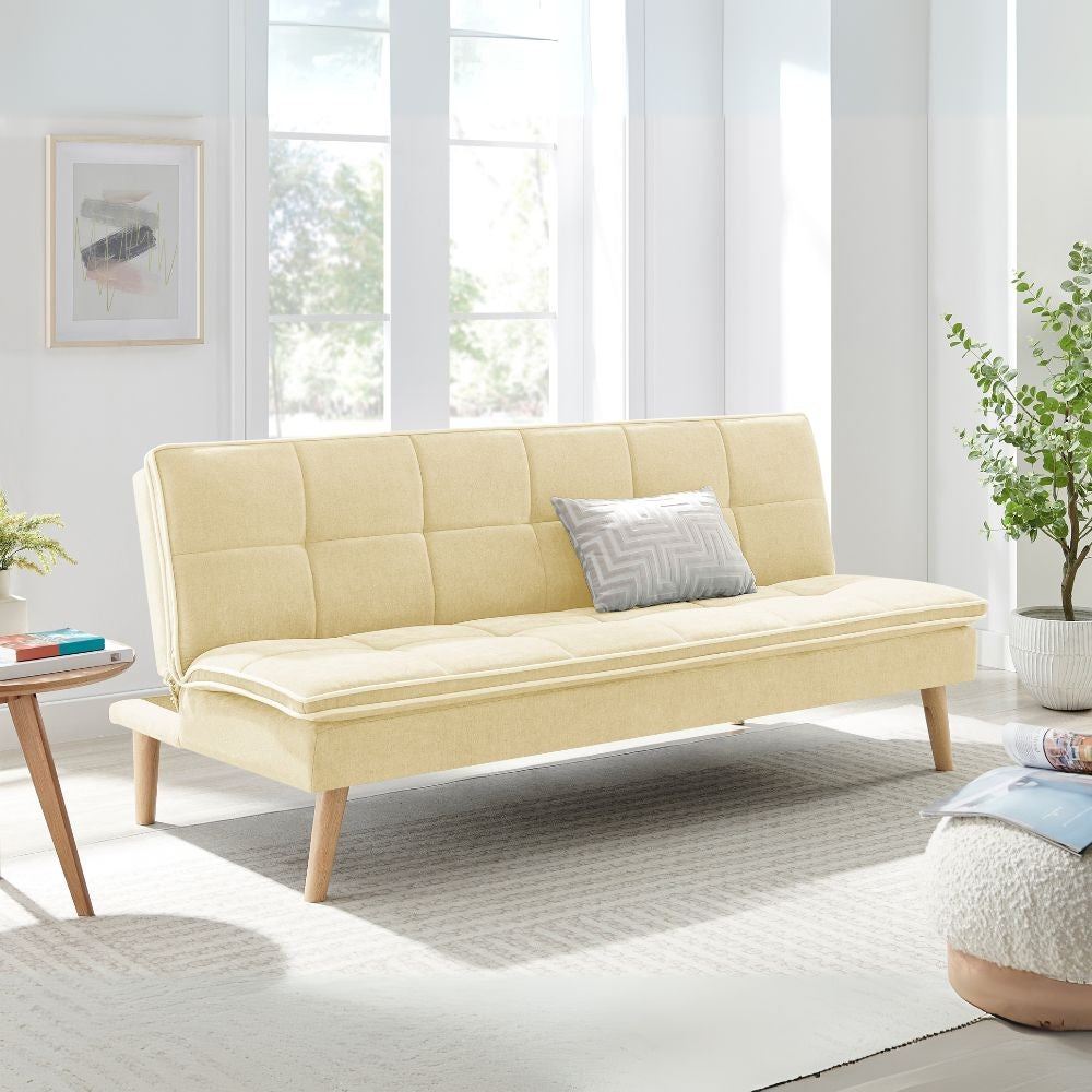 divano letto lunaria 3 posti colore crema 22aq11-1, divano visto frontalmente, ideale per soggiorni moderni e accoglienti