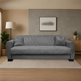 divano letto rianna 3 posti con contenitore in tessuto oguzcan 13 gray, divano visto frontalmente, ideale per soggiorni moderni e accoglienti