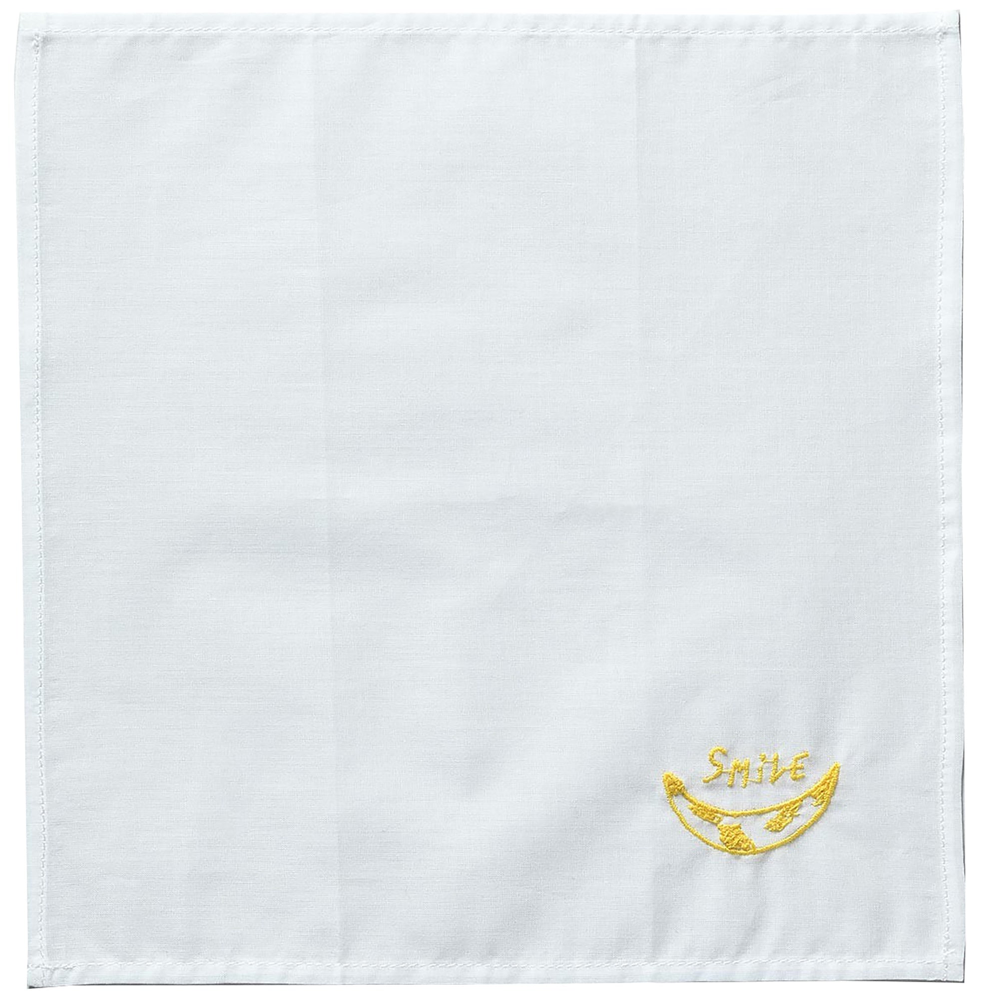 fazzoletto hankie smile giallo, colore giallo, taglia 25 x 25. dettaglio del prodotto da bagno