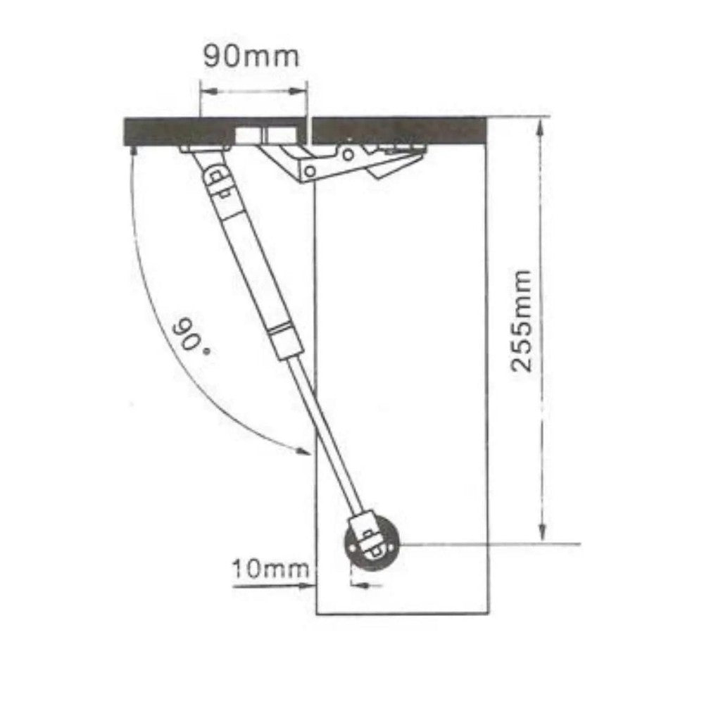 braccetto a gas 80n, dettaglio di viti, bulloni e sistemi di fissaggio