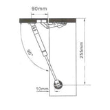 braccetto a gas 80n, dettaglio di viti, bulloni e sistemi di fissaggio