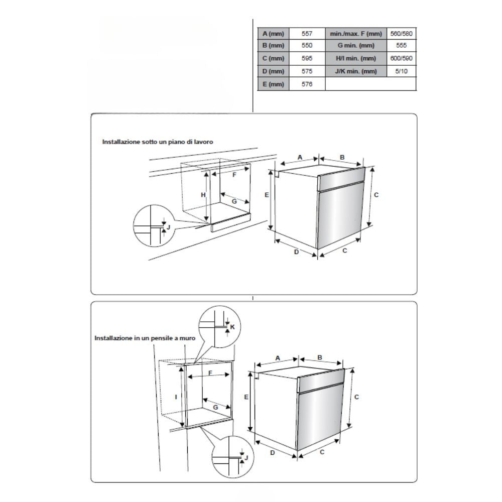 forno elettrico multifunzione samet calliope da incasso 8 funzioni 3 manopole inox classe a, ideale per cucine moderne o su misura