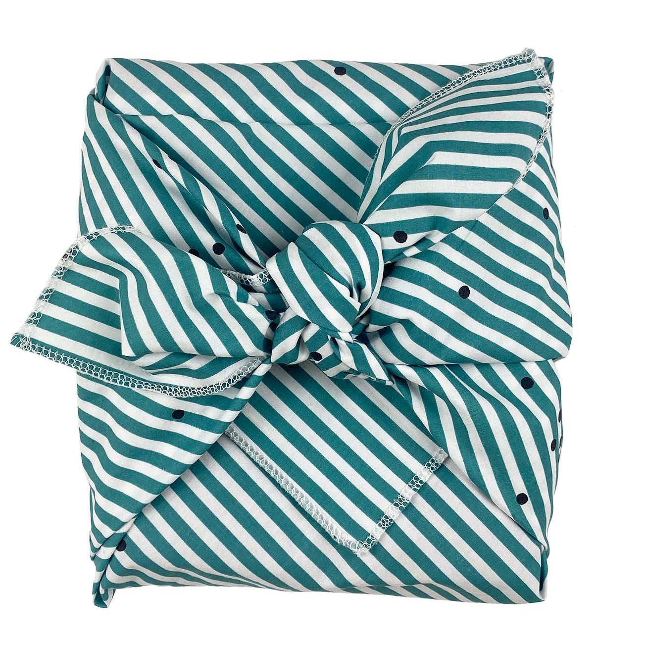 furoshiki no waste rayures peacock, colore peacock, taglia 70 x 70. furoshiki in cotone percalle, elegante e sostenibile