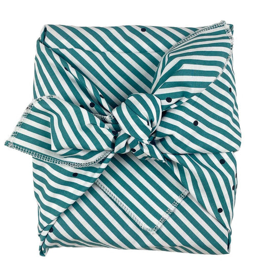 furoshiki no waste rayures peacock, colore peacock, taglia 70 x 70. furoshiki in cotone percalle, elegante e sostenibile