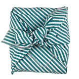 furoshiki no waste rayures peacock, colore peacock, taglia 70 x 70. furoshiki in cotone percalle, elegante e sostenibile