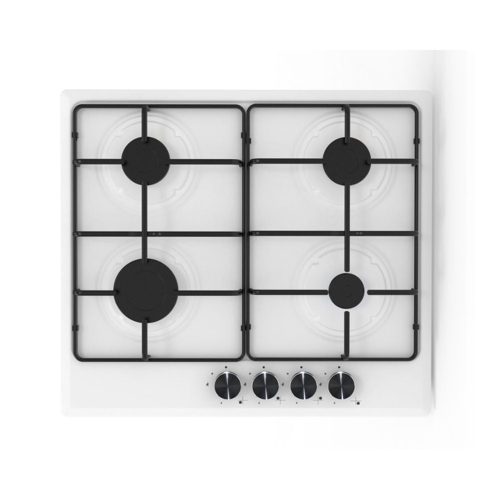 samet piano cottura gas 4 fuochi bianco circe, piano cottura a gas visto frontalmente, classico ed efficiente