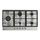piano cottura samet nettuno a gas da incasso 5 fuochi 90 cm. in acciaio, piano cottura a gas visto frontalmente, classico ed efficiente