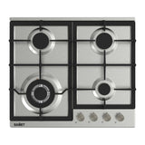 piano cottura samet sansone a gas da incasso 4 fuochi 60 cm in acciaio, piano cottura a gas visto frontalmente, classico ed efficiente