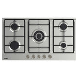 piano cottura samet apollo 2 a gas da incasso 5 fuochi 90 cm. in acciaio inox, piano cottura a gas visto frontalmente, classico ed efficiente