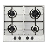 piano cottura samet circe2 a gas 4 fuochi da incasso inox con manopole nere, piano cottura a gas visto frontalmente, classico ed efficiente