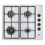 piano cottura samet ariane2025 a gas 4 fuochi con manopole laterali inox, piano cottura a gas visto frontalmente, classico ed efficiente