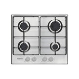 piano cottura daewoo h6g40l2it 4 fuochi colore inox, piano cottura a gas visto frontalmente, classico ed efficiente