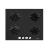 samet piano cottura venere 60 in vetro 4 fuochi nero, piano cottura a gas visto frontalmente, classico ed efficiente