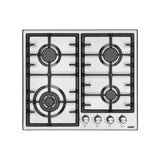 samet piano cottura efesto inox 4 fuochi, piano cottura a gas visto frontalmente, classico ed efficiente