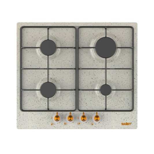 samet piano cottura 4 fuochi da 60 cm avena diomede, piano cottura a gas visto frontalmente, classico ed efficiente