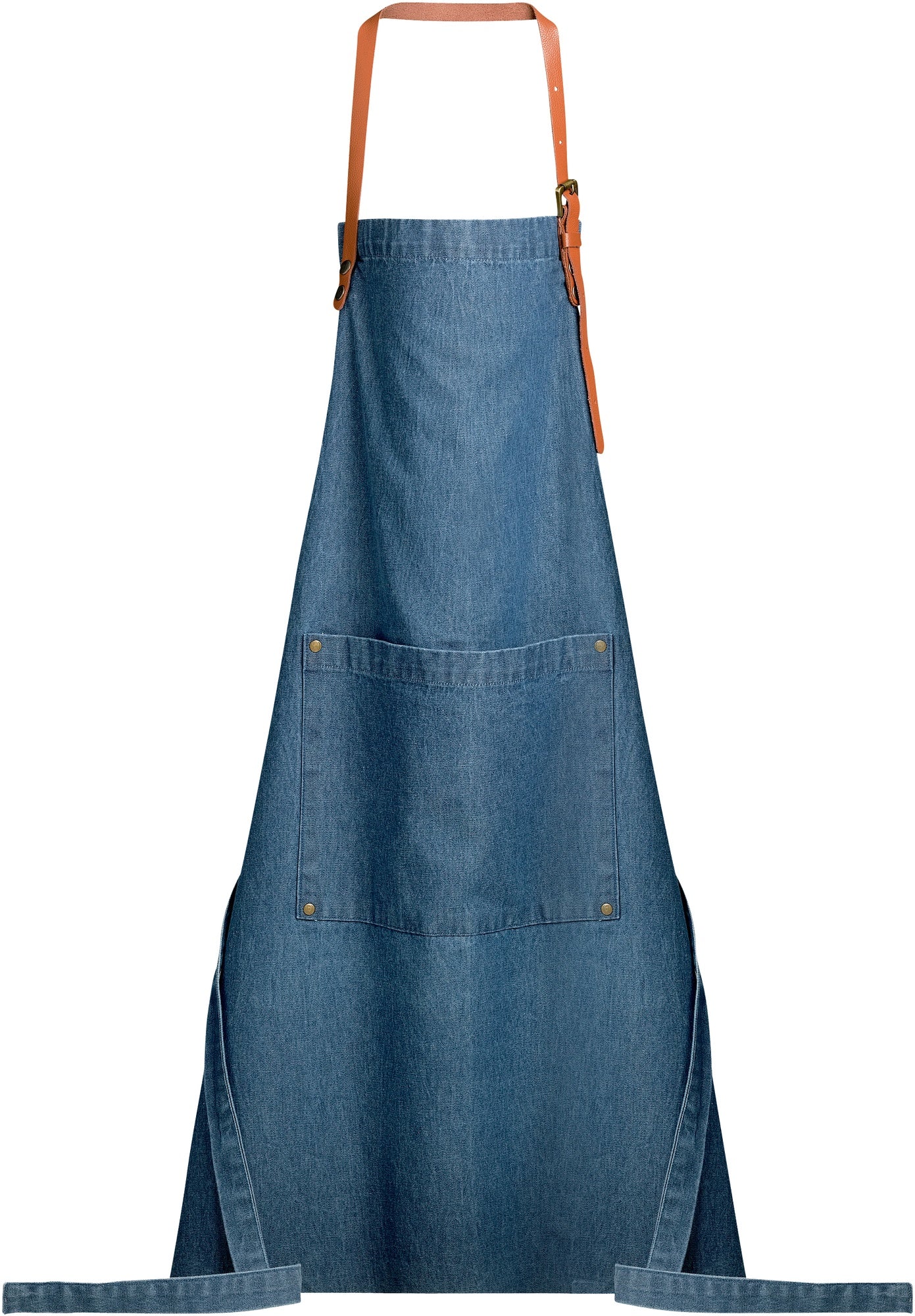 grembiule da cucina dinem blu denim, colore blu denim, taglia 70 x 90. grembiule su sfondo neutro per una visione chiara del prodotto