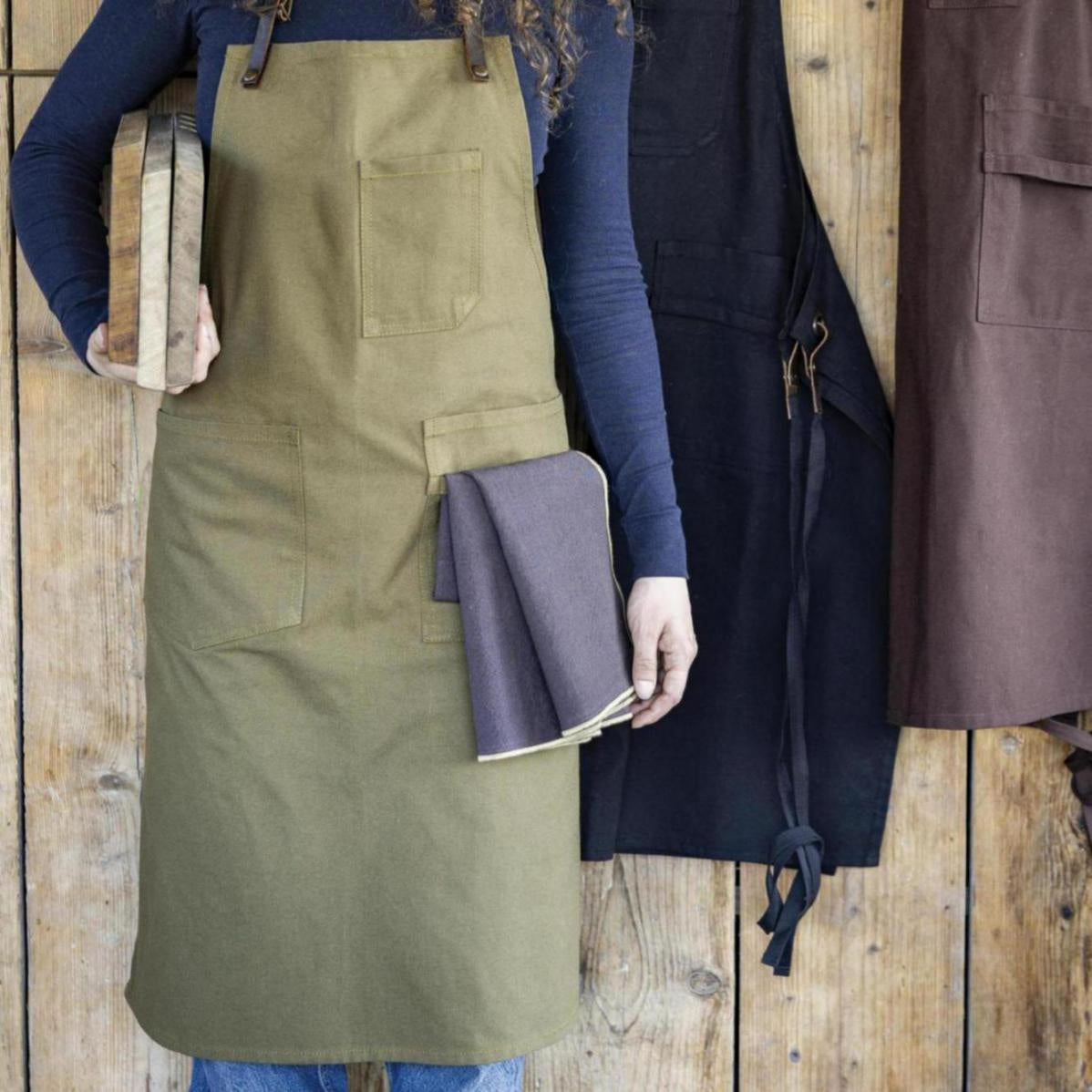 grembiule da cucina leo khaki, colore khaki, taglia 70 x 90. ideale per cucinare con stile e protezione