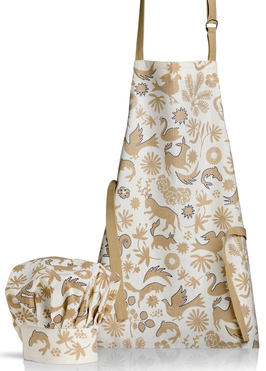 grembiule da cucina e toque in cotone biologico pandi naturale, colore naturale, taglia 52 x 63. grembiule su sfondo neutro per una visione chiara del prodotto