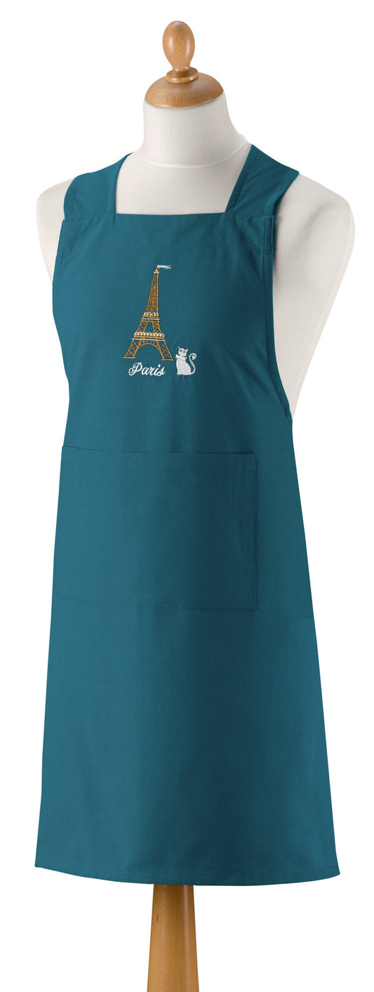 grembiule da cucina giapponese riciclato tour eiffel pavone, colore pavone, taglia 125 x 85. grembiule su sfondo neutro per una visione chiara del prodotto