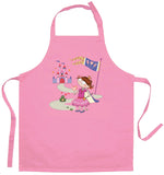 grembiule da cucina per bambini riciclato princesse et grenouille rosa, colore rosa, taglia 52 x 63. grembiule su sfondo neutro per una visione chiara del prodotto
