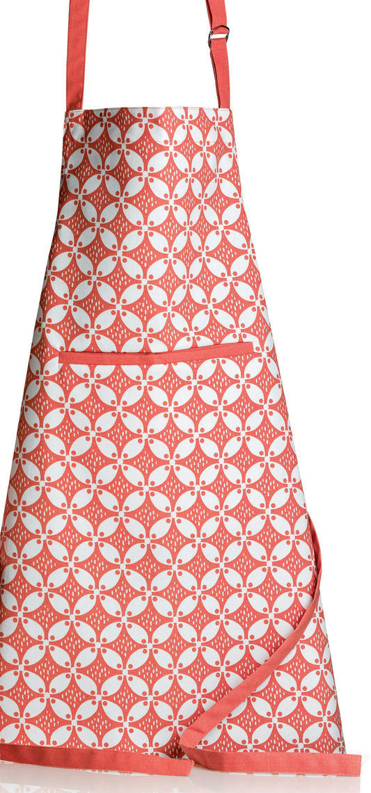 grembiule da cucina rivestito riciclato fatou corallo, colore corallo, taglia 72 x 85. grembiule su sfondo neutro per una visione chiara del prodotto