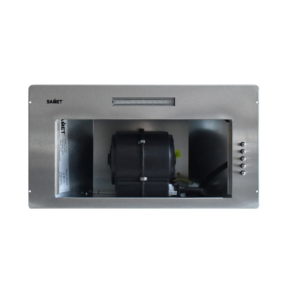 cappa integrata sottopensile samet gruppo52 new luce led 3 livelli velocità inox classe d, gruppo assemblato per dimostrazione del funzionamento